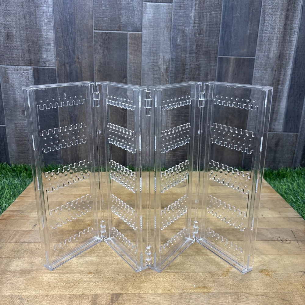 256 Hole Clear Acrylic Jewelry Display Stand Folding Earring Necklace Organizer